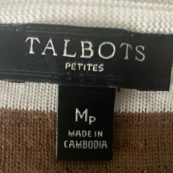 Talbot’s Petites Sequined Striped 3/4 Sleeve Crew Neck Top Size Mp - Picture 2 of 4